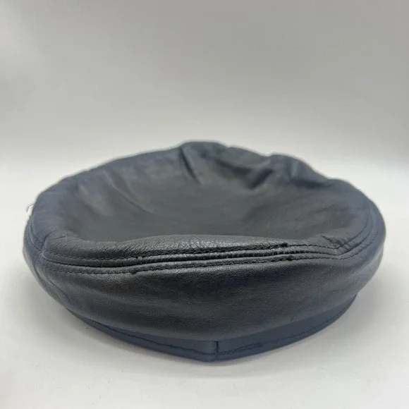 Embroidered Jack Daniels Black Leather Biker Hat‎ Cap Rare 2003 Vintage